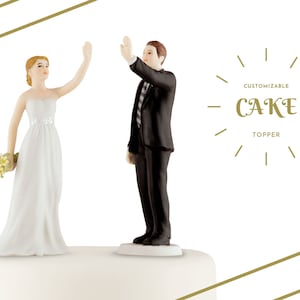Wedding Cake Topper - Personalized Wedding Couple - High Five Bride and Groom - Weddings - Cake Topper - Modern - Fun Cake Topper