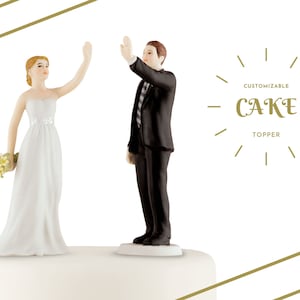 Wedding Cake Topper Personalized Wedding Couple High Five Bride and Groom Weddings Cake Topper Modern Fun Cake Topper imagem 1