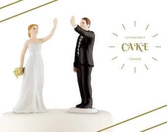 Wedding Cake Topper - Personalized Wedding Couple - High Five Bride and Groom - Weddings - Cake Topper - Modern - Fun Cake Topper