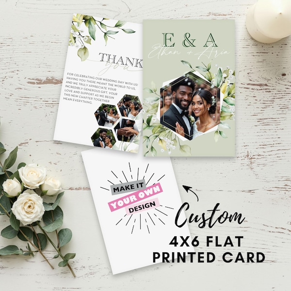Make It Your Own 4x6 Custom Single or Double Sided Printed Vertical Card - Bachelorette Thank You Cards - Welcome Baby Card - Birthday Card