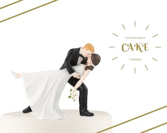 Custom Wedding Cake Topper - Personalized Wedding Cake Topper - Romantic Wedding Cake Topper - Romantic Dip Cake Topper - Bride and Groom