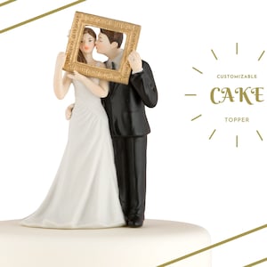 カスタムウェディングケーキトッパー - 完璧な写真ケーキトッパー - 磁器製の新郎新婦ケーキトッパー - パーソナライズされたウェディングケーキトッパー