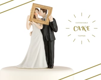 Custom Wedding Cake Topper - Picture Perfect Cake Topper - Porcelain Bride and Groom Cake Topper - Personalized Wedding Cake Topper
