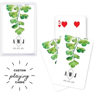 Personalized Playing Cards - Greenery - Monogram - Elegant Wedding - Custom Playing Cards - Personalized Gift -  Custom Wedding Favor