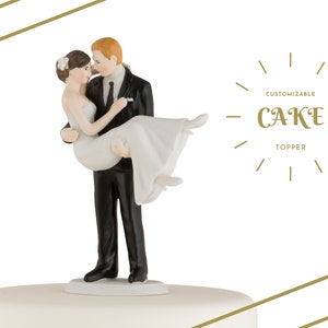 Custom Wedding Cake Topper - Romantic Bride and Groom - Bride Swept Up In His Arms - Bride and Groom Wedding Cake Topper - Romance - Love