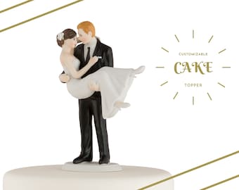 Custom Wedding Cake Topper - Romantic Bride and Groom - Bride Swept Up In His Arms - Bride and Groom Wedding Cake Topper - Romance - Love