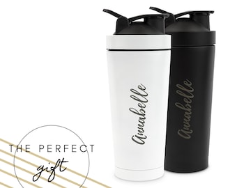Shaker per proteine personalizzato - Shaker con nome personalizzato - Shaker per proteine in acciaio inossidabile - Frullatore - Borraccia per allenamento