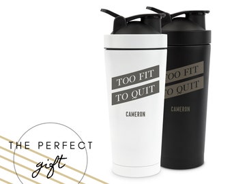 Troppo in forma per mollare - Shaker proteico personalizzato con nome - Shaker proteico in acciaio inox - Frullatore - Borraccia per allenamento