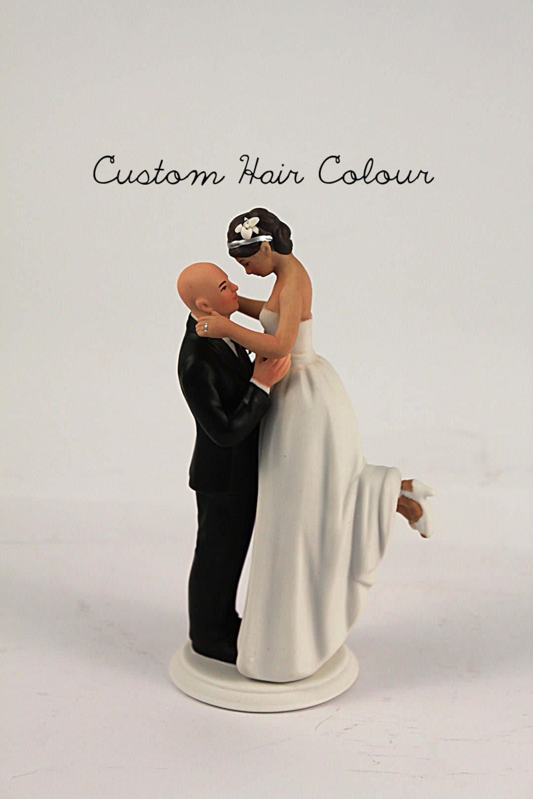 True Romance Interlocking Wedding Cake Topper - Light Skin Tone Bald ...