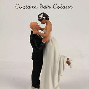 True Romance Interlocking Wedding Cake Topper - Light Skin Tone Bald ...
