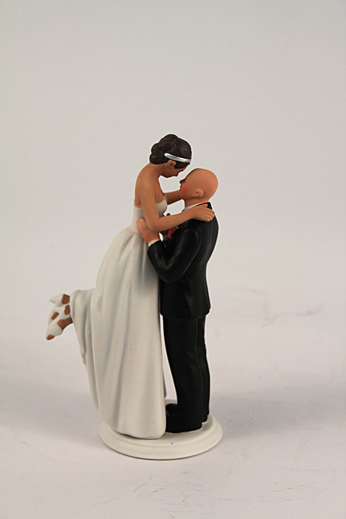 True Romance Interlocking Wedding Cake Topper - Light Skin Tone Bald ...