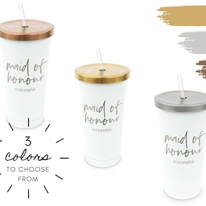 Personalisierter Becher mit Strohhalm - Trauzeugin Design - Passende Brautjungfern Becher - Brautparty Geschenk - Trauzeugin Geschenk