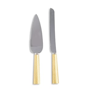 Personalized Cake Serving Set - Matte Gold Cake Serving Set - Engraved Cake Serving Set - Wedding Knife and Server - Wedding Cake Server