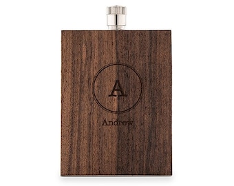 Personalized Flask - Wood Hip Flask - Engraved Flask - Personalized Wood Wrapped Flask - Men's Flask - Gift - Stocking Stuffer - Birthday