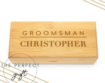 Groomsman Engraved Wooden Sunglasses Case - Customized Bamboo Glasses Case - Groomsman Gift - Day of Wedding Gift - Destination Wedding Gift