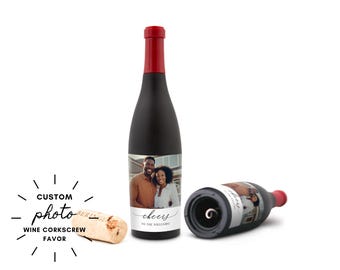Personalized Bottle-Shaped Wine Opener with Custom Photo - Custom Corkscrew Favor - Housewarming Gift - Anniversary Gift - Wedding Favor