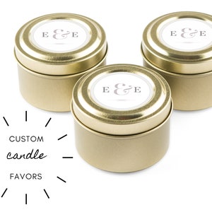 Custom Scentless Bulk Favors for Guests - Gold Tin Candle Favors - Personalized Shower Favor - Wedding Favor - 3oz Gold Tin Candle Gifts