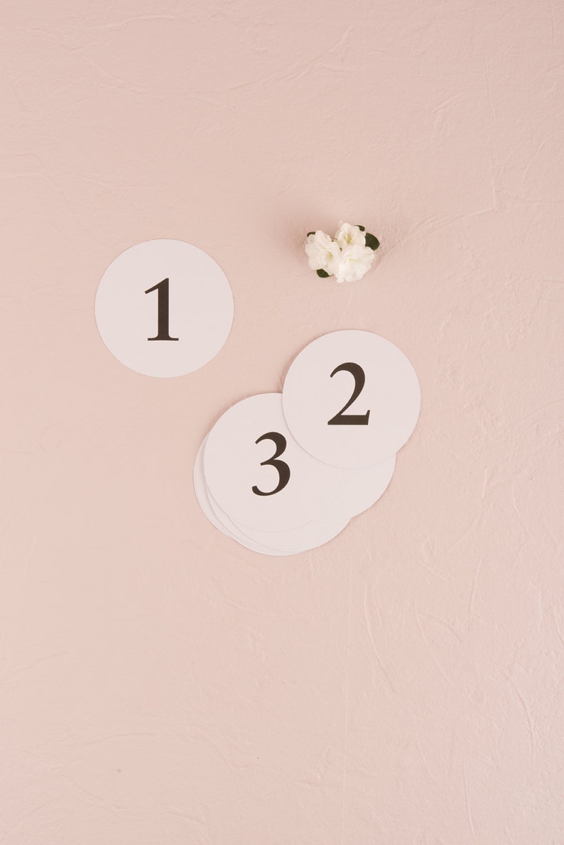 Traditional Wedding Table Number Cards Round Signage Sign Numbers Classic