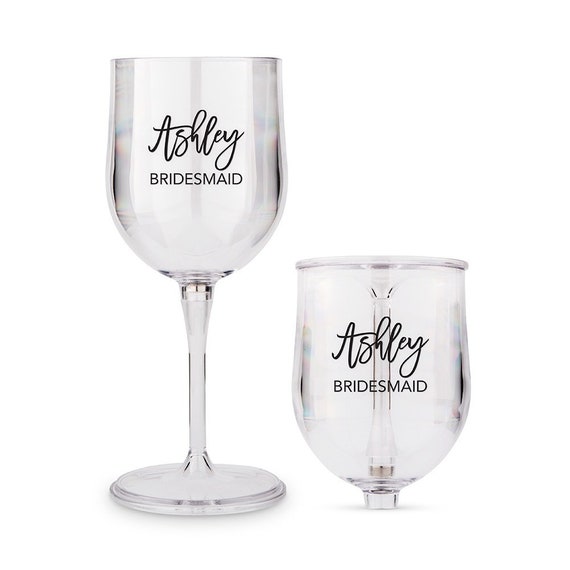 Custom Name Portable Wine Glass Calligraphy Bachelorette Favor Bridesmaid  Proposal Bridal Shower Gift Stagette Christmas for Her 