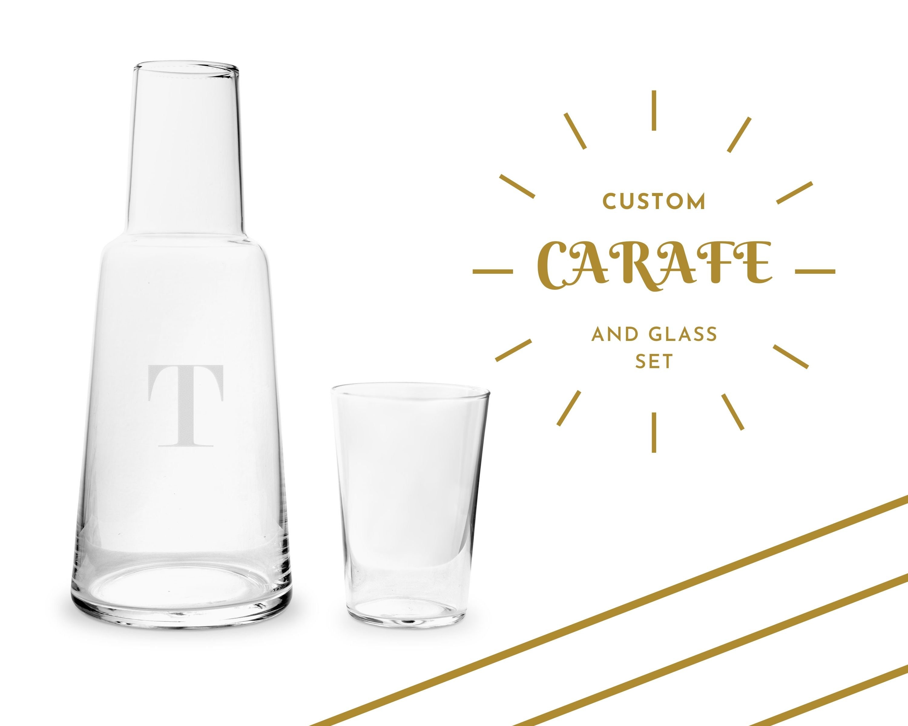 Personalized Bedside Water Carafe And Glass Set - Custom Initial Carafe Set - House Warming Present - New Homeowner Gift - Our First Home
