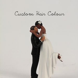 Custom Wedding Cake Toppers - Bride and Groom Cake Toppers - True Romance Bride and Groom - Hispanic Groom and Dark Skin Tone Bride
