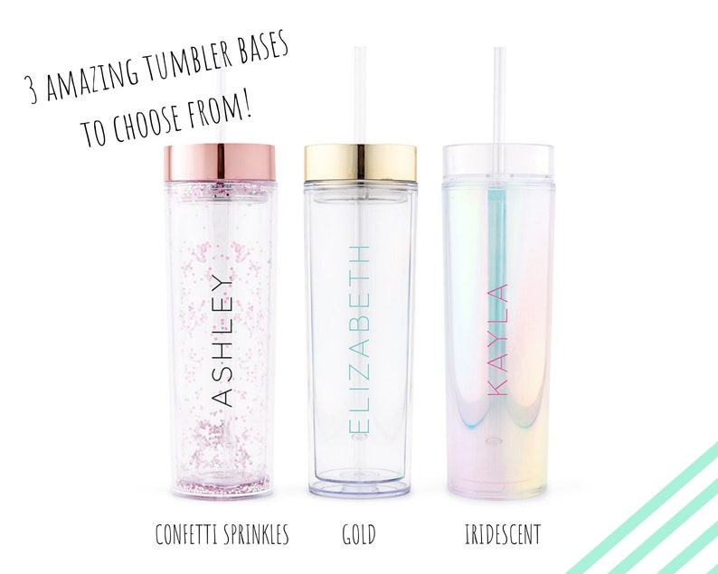 Personalized Drink Tumbler - Plastic Drink Tumbler - Custom Name Water Bottle - Bridal Party Gift - Bridesmaid Gift - Wedding Party Favor 