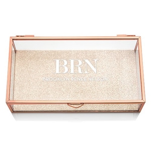 Personalisierte Monogramm Glas Schmuckschatulle - Benutzerdefinierte Monogramm Schmuckschatulle - Personalisierte Schmuckschatulle - Roségold Schmuckschatulle - Geschenke für sie