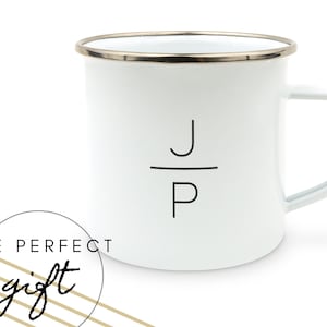 Custom Campfire Mug - Personalized Initials Camping Mug - Enamel Mug - Gifts for Him - Gift for Dad - Groomsman Gift - Wedding Gift