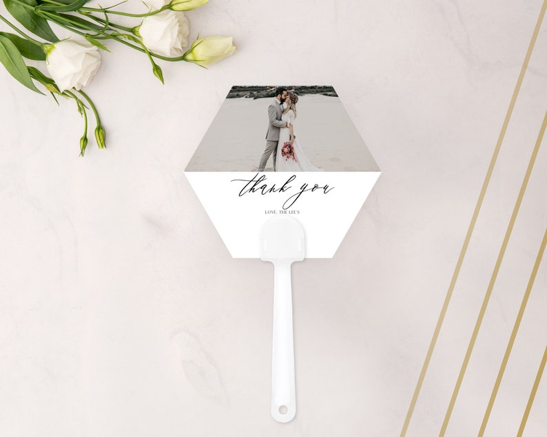 Custom Photo Hand Fan Programs - Hexagon - Flat