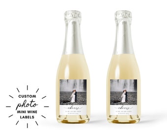 Étiquette de bouteille de vin imprimée avec photo personnalisée - Sticker personnalisé pour bouteille de vin - Étiquette de vin de mariage imprimée - Étiquette de vin de réception de mariage