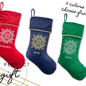 Custom Name Christmas Stocking - Snowflake Stocking - Personalized Stocking - Plush Stocking - Christmas Decor - Christmas Gift