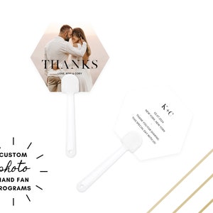 Abanico de papel impreso personalizado - Abanico con foto y diseño o logotipo - Abanico de graduación - Abanico de cumpleaños - Abanico hexagonal personalizado