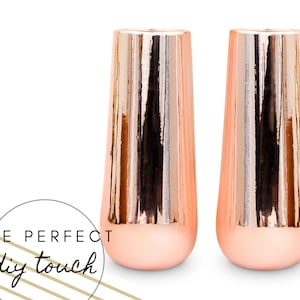 Tall Metallic Copper Vases - Set of 2 - DIY Centerpiece - DIY Wedding - Home Décor - Bridal Shower Décor - Wedding Tablescape - Rose Gold
