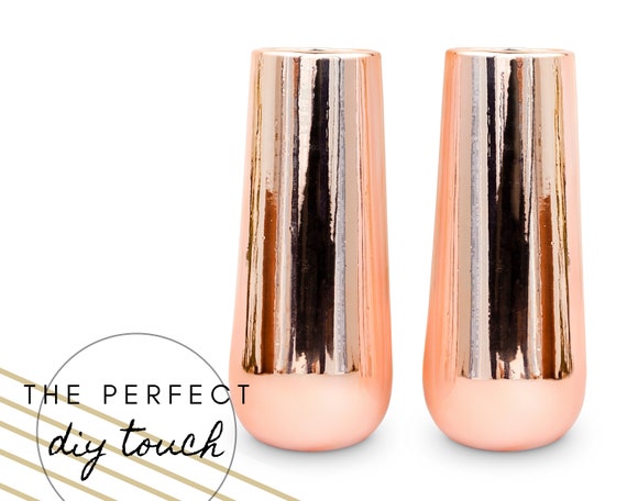 銅製花瓶  ２つセット 背の高いメタリック銅製花瓶 - 2 個セット - DIY センターピース - DIY