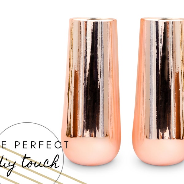 Tall Metallic Copper Vases - Set of 2 - DIY Centerpiece - DIY Wedding - Home Décor - Bridal Shower Décor - Wedding Tablescape - Rose Gold