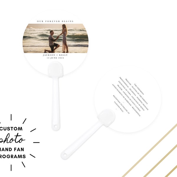 Round Hand Fan - Personalized Circle Fan - Custom Photo Paddle Fan - Wedding Favor Hand Fan - Wedding Program Hand Fan - Birthday Fan