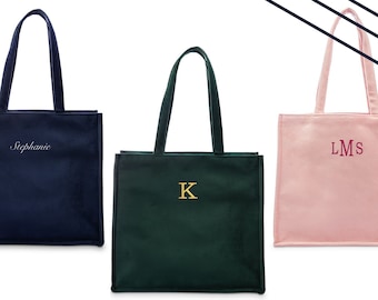 Custom Velvet Tote Bag - 3 Colors to Choose From - Pink Velvet Tote - Green Velvet Tote - Navy Velvet Tote - Gifts for Her - Christmas Gift