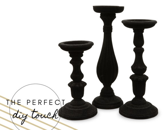 Set of 3 Black Spindle Candle Holders DIY Wedding Centerpiece DIY Home  Décor Gothic Candle Holder Vintage Inspired Home Gift -  Canada