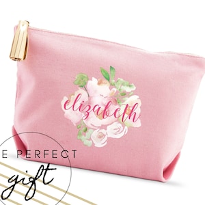 Personalized Cosmetics Bag - Watercolor Floral - Gifts for Her - Birthday - Best Friend Gift - Mother&#39;s Day Gift - Custom Christmas Gift