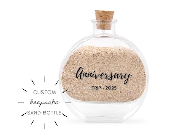 Custom Script Honeymoon Keepsake Sand Jar - Honeymoon Memento - Wedding Gift - Gifts for Couples - Sand Ceremony Keepsake - Wedding Keepsake