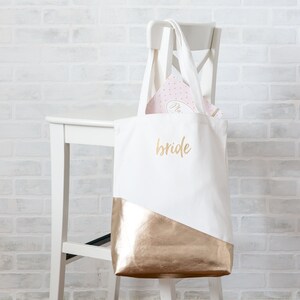 Custom Tote Bag Metallic Gold and White Printed Bag | Etsy