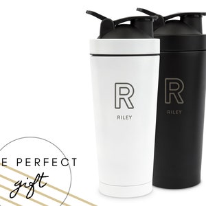 Personalized Protein Shaker - Custom Initial Protein Shaker - Gift for Him - Gift for Her - Stainless Steel Protein Shaker - Blender Bottle