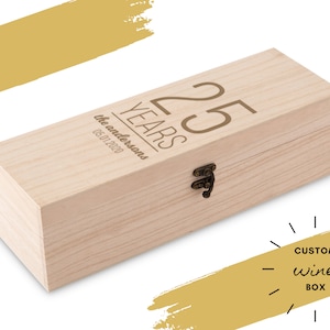 Personalized Anniversary Present - Wooden Wine Box - Milestone Anniversary - Happy Anniversary - Custom Anniversary Present - Wood Wine Box