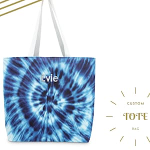 Personalized Blue Tie Dye Tote for Bridesmaids - Wedding Party Gift - Bridesmaid Proposal Bag - Maid of Honor Gift - Bridal Shower Gift Bag
