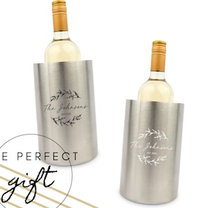Personalized Wine Bottle Holder - Custom Name Wine Cooler - Wedding Gift for the Couple - Personalized Wine Gift - Wedding Wine Chiller