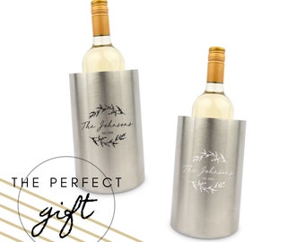 Personalized Wine Bottle Holder - Custom Name Wine Cooler - Wedding Gift for the Couple - Personalized Wine Gift - Wedding Wine Chiller