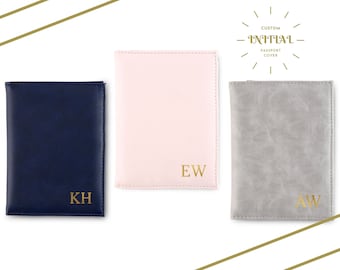 Faux Leather Passport Cover - Destination Wedding - Monogram - Personalized Gift - Bridesmaid&#39;s Gift - Bridal Party Gift - Wanderlust