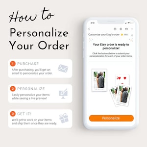 How to Personalize Your Order - 1.Purchase - 2.Personalize - 3.Get It!