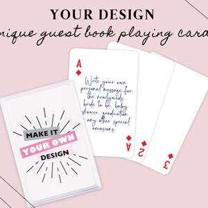 Cartes personnalisées du livre d'or - Alternative au livre d'or - Cartes avec logo personnalisé - Cartes à jouer personnalisées pour mariage - Cartes imprimées personnalisées