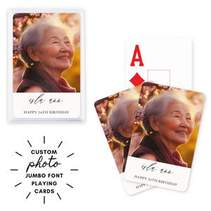 Cartes à jouer photo personnalisées en gros caractères - Cartes en gros caractères - Cadeau d'anniversaire - Cadeau pour grand-mère - Cadeau pour grand-père - Cadeau de retraite